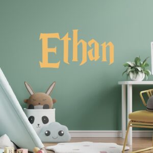 close up detail of wizard name custom potter harry personalized wall decal
