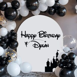 close up detail of minnie mouse birthday backdrop name personalized wall decal
