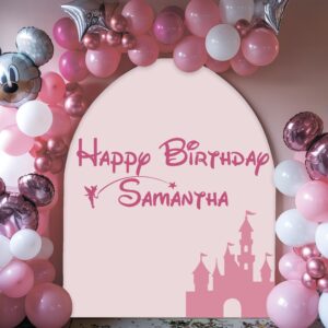 close up detail of happy birthday party backdrop mickey personalized wall decal