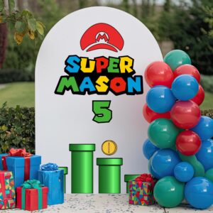 super mario birthday party backdrop personalized wall decal on white wall
