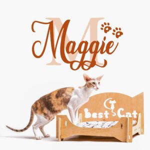 cat name sign custom pawprint personalized wall decal on white wall
