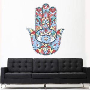 yoga hamsa hand boho decor wall decal on white wall