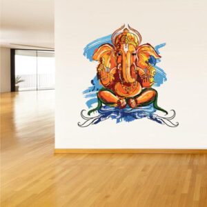 ganesh hindu elephant god - yoga room decor wall decal on white wall