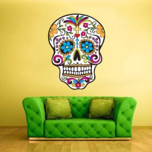 sugar skull – day of the dead , wall decal vinyl sticker on white wall