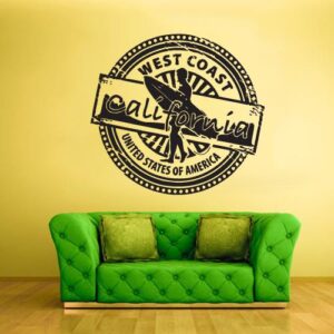 vintage california surf stamp beach wall decal vinyl sticker on white wall