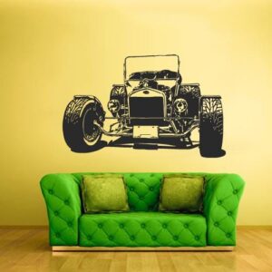 hot rod vintage muscle car for garage wall decal on white wall
