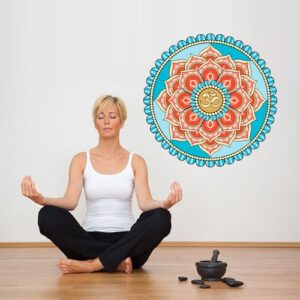 mandala om symbol yoga meditation wall decal on white wall