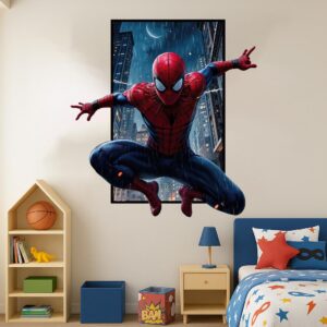 spiderman kids room superhero vinyl art mural wall decal on white wall