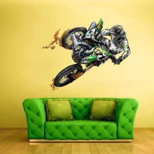 motocross – dirt bike for boys room or game space wall decal on white wall