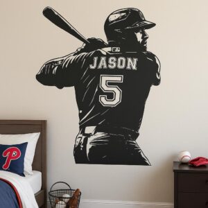 baseball sports , boys room backdrop personalized wall decal on white wall