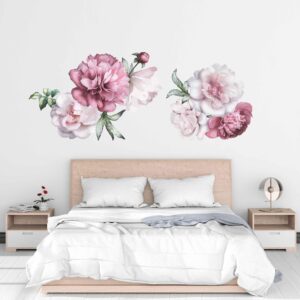 close up detail of watercolor peony – blush floral for wall decal vinyl sticker