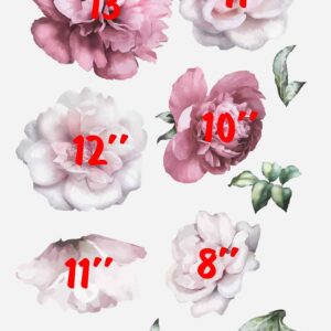 watercolor peony – blush floral for wall decal vinyl sticker — full view