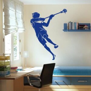 lacrosse player – action sports for teen room, wall decal on white wall
