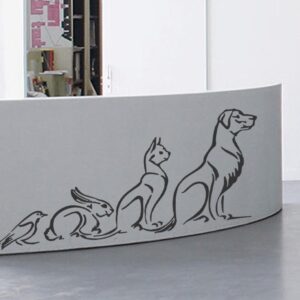 pet clinic – animal silhouette with dog, cat, wall decal on white wall