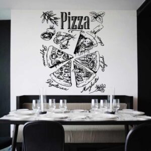 pizza – vintage restaurant , italian food sketch wall decal on white wall