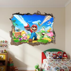 super mario 3d broken wall effect game room decor wall decal on white wall