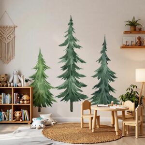 pine tree forest nursery woodland wall decal vinyl sticker on white wall