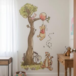 winnie the pooh tree nursery woodland decor wall decal on white wall