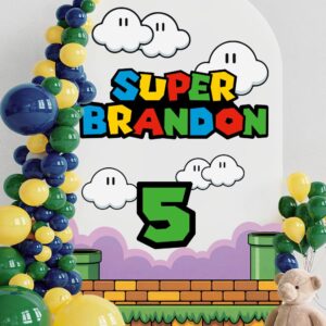 super mario birthday party backdrop personalized wall decal on white wall