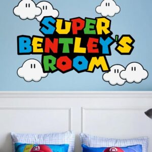 mario name color bricks personalized wall decal gamer sticker on white wall